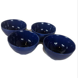 4 Blue Dinner Bowls 6 Inch Diameter